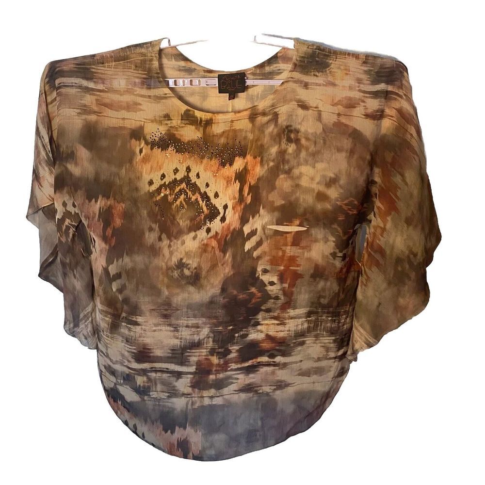 French Up Top Blouse Women's Size 1X Fall Color 100% Polyester Round Neck